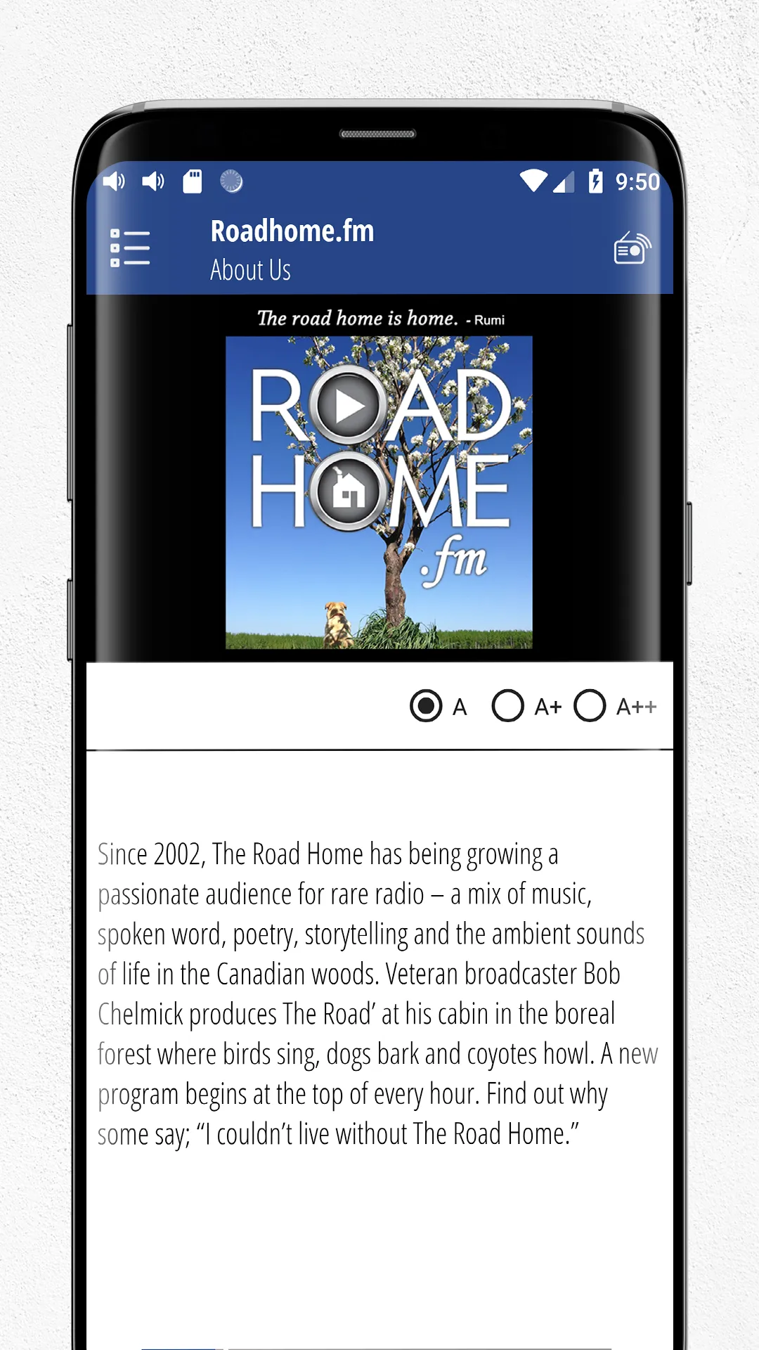 roadhome.fm | Indus Appstore | Screenshot