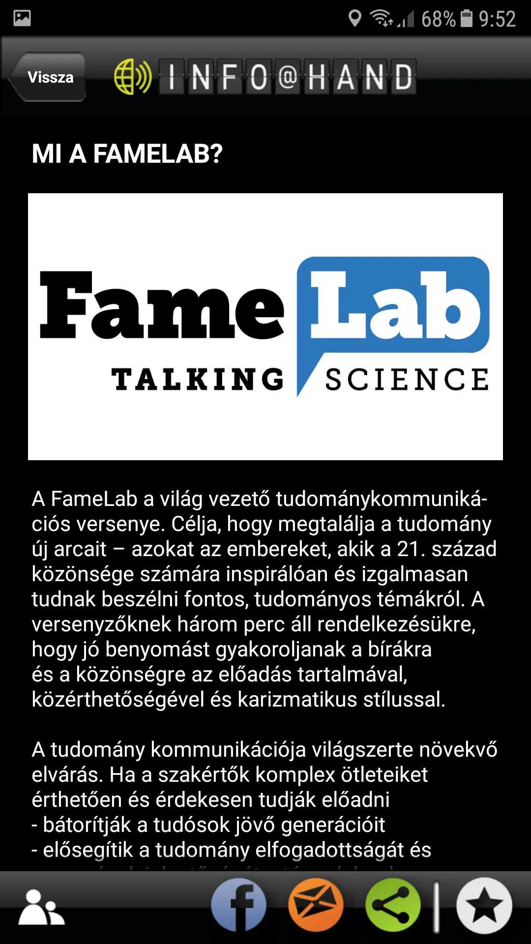 FameLab INFO@HAND | Indus Appstore | Screenshot