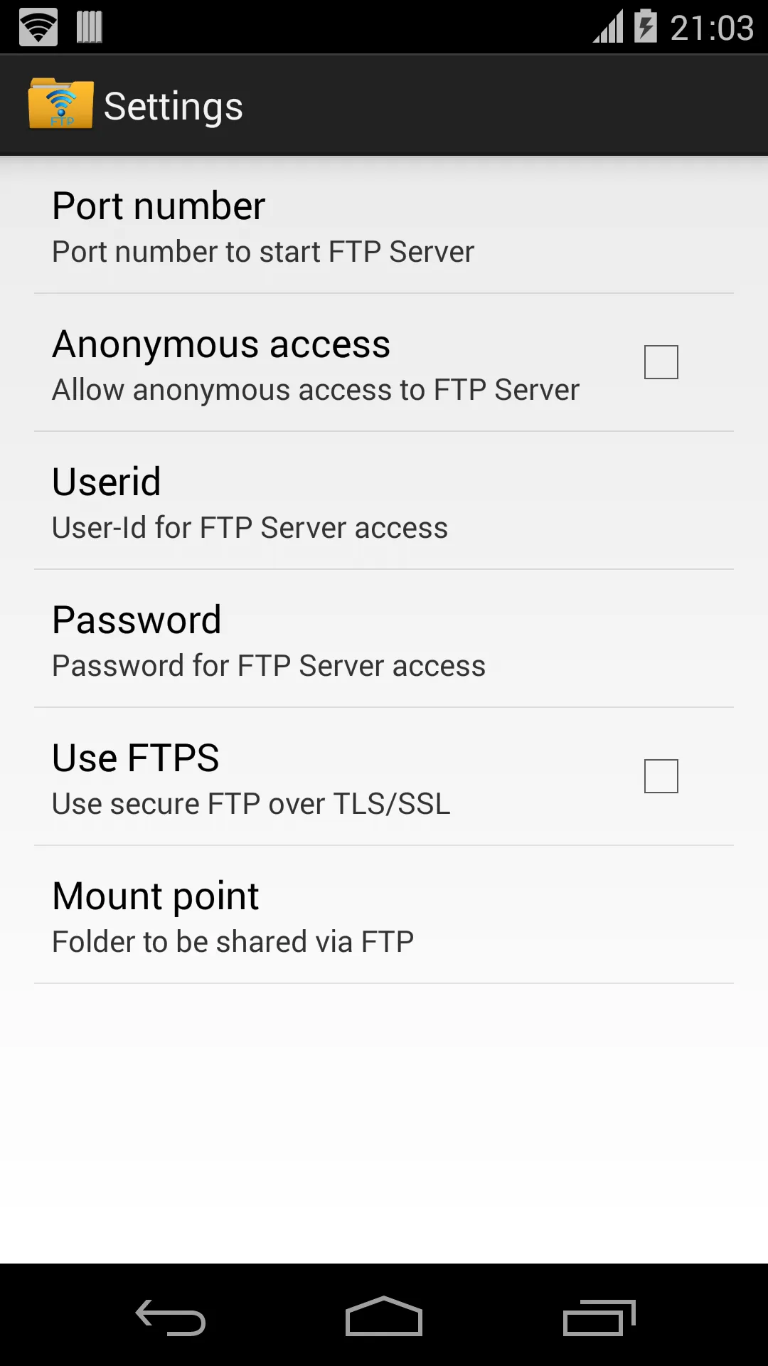 WiFi FTP Server | Indus Appstore | Screenshot