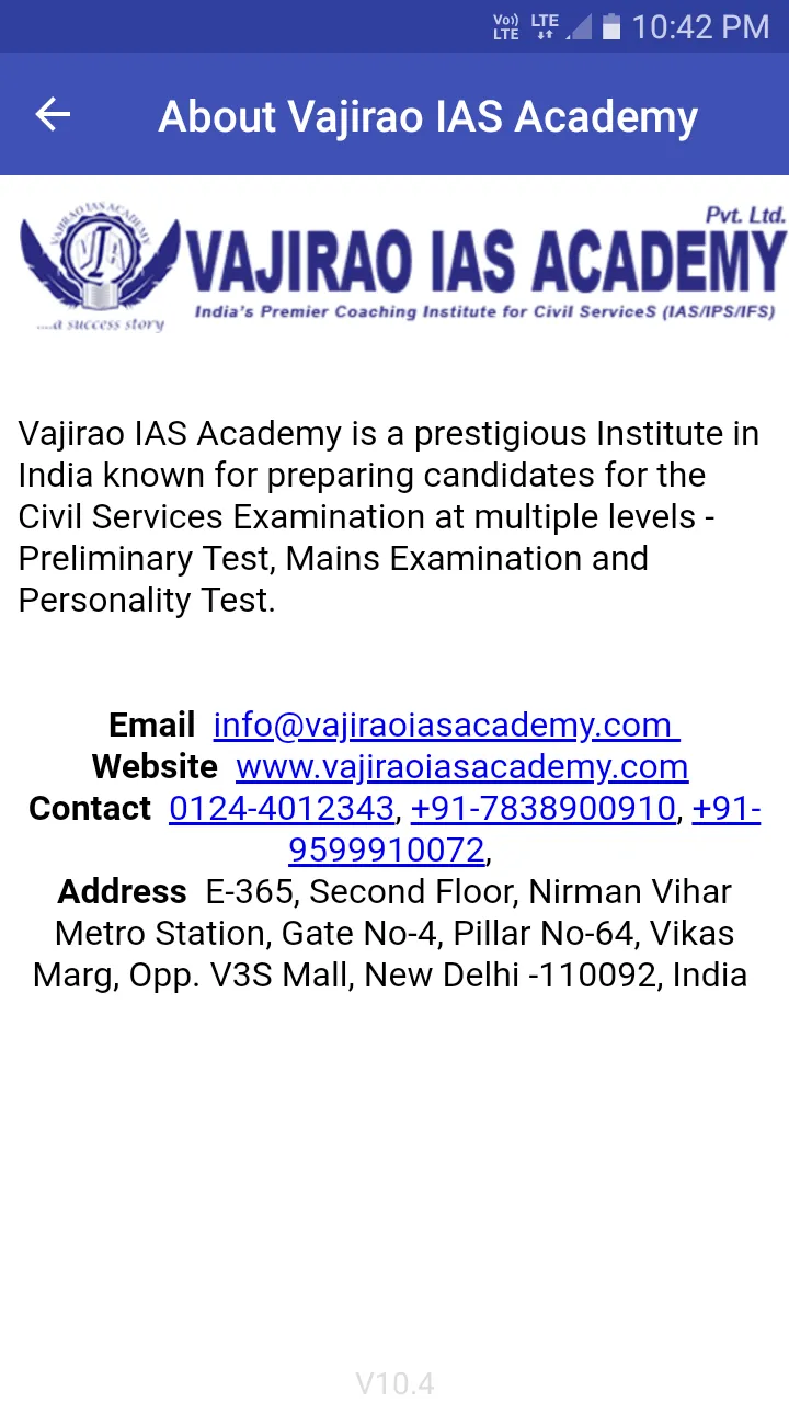 Vajirao IAS Academy | Indus Appstore | Screenshot