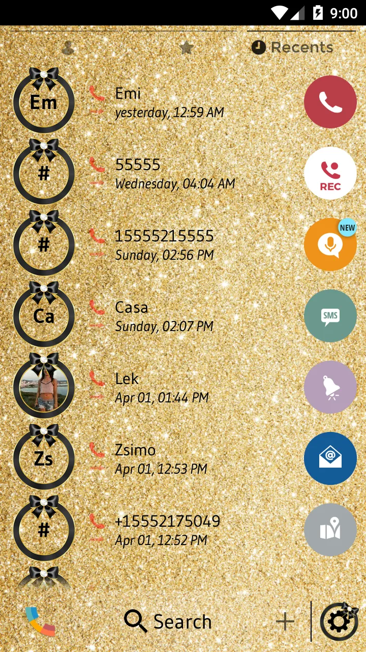 Theme Dialer Glitter Gold Bow | Indus Appstore | Screenshot