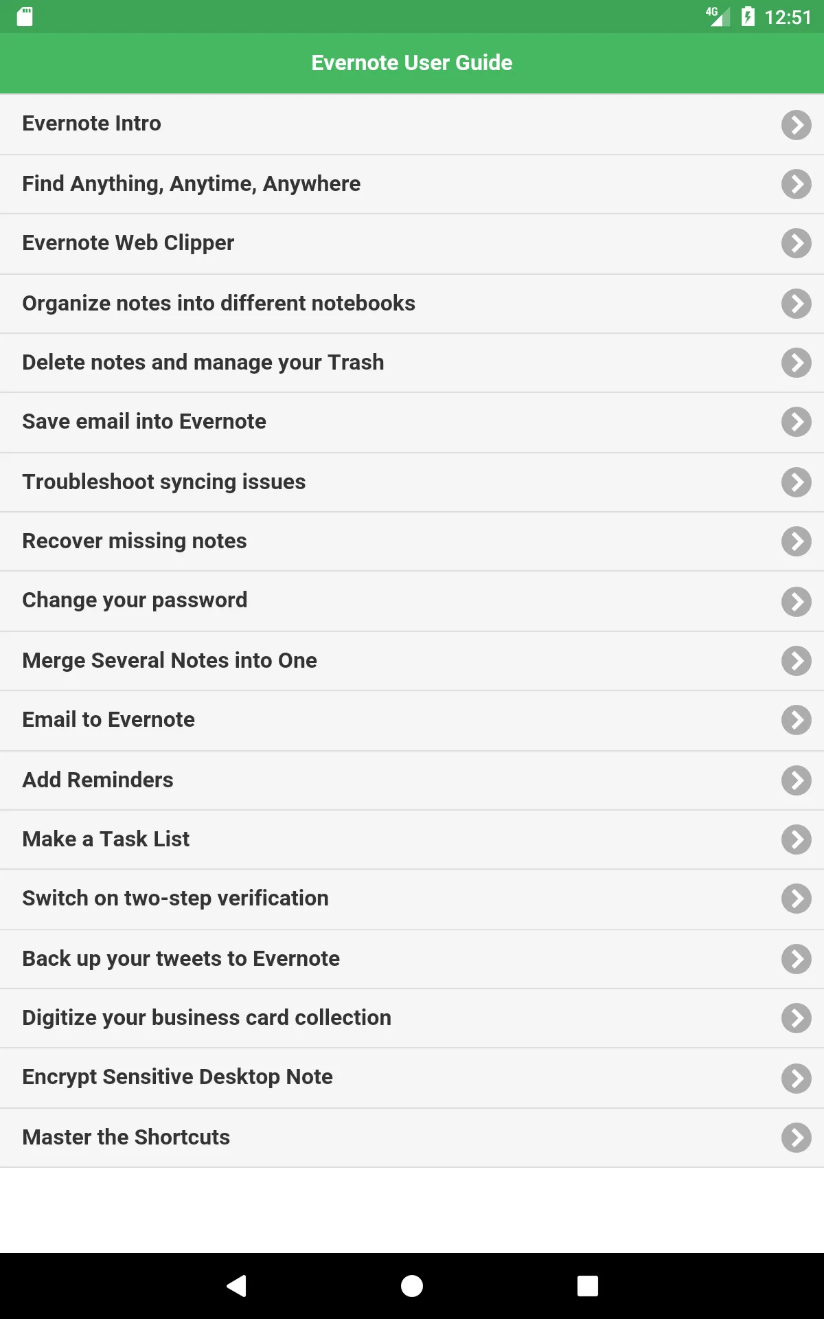 User Guide for Evernote | Indus Appstore | Screenshot