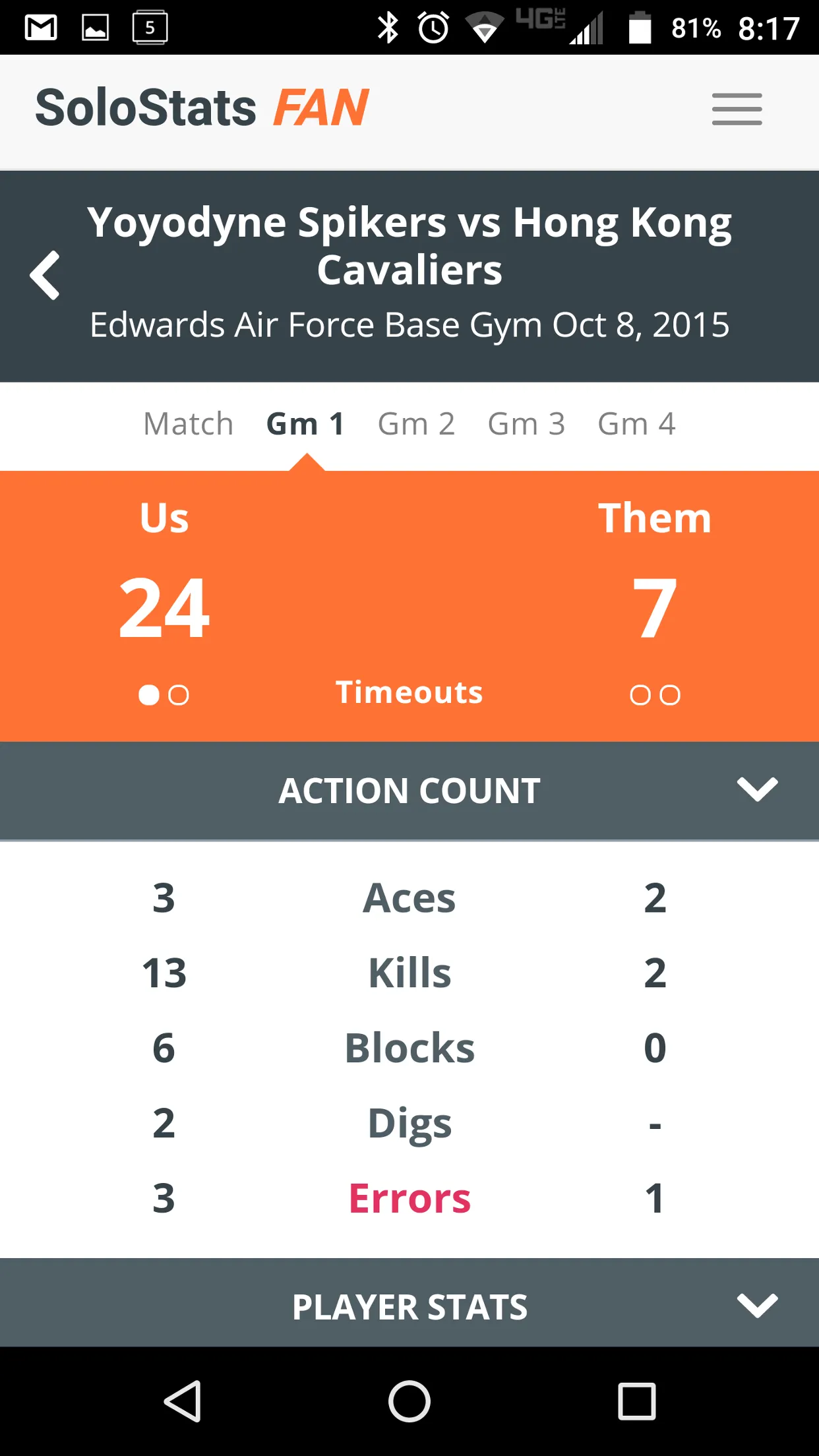 SoloStats Fan Volleyball | Indus Appstore | Screenshot