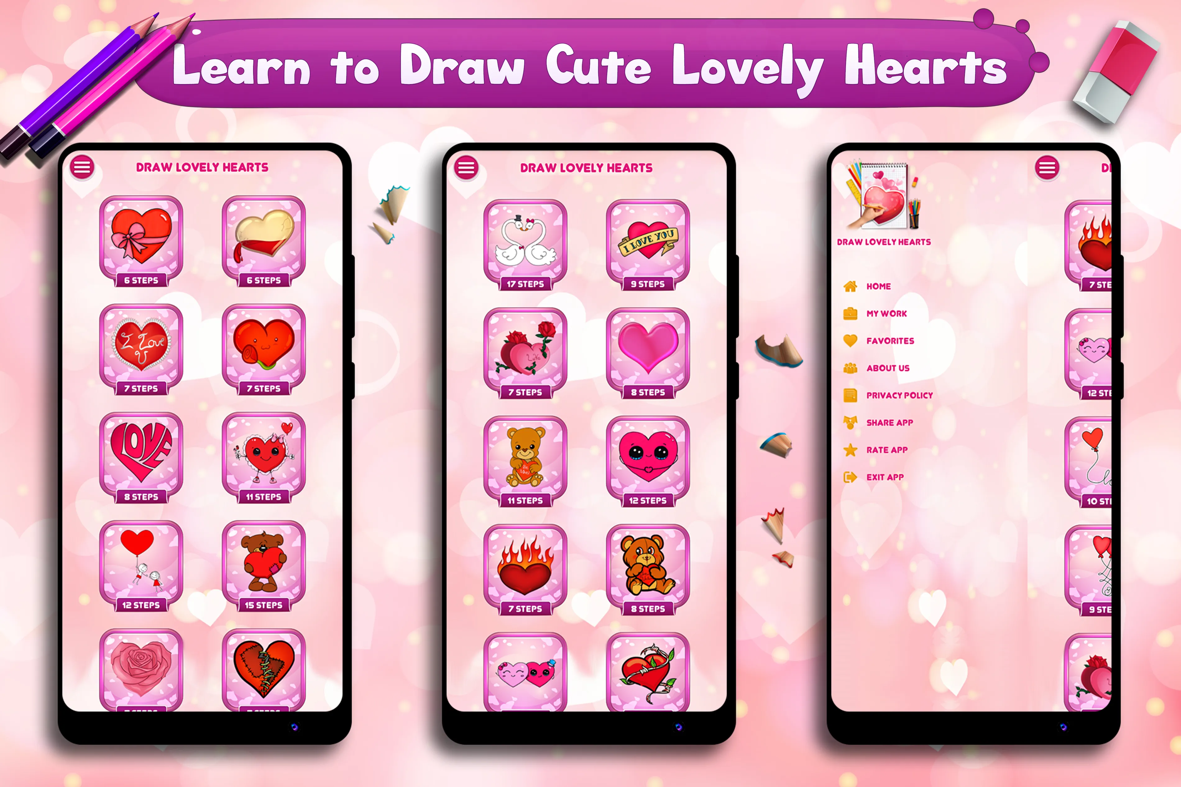 Learn to Draw Lovely Hearts | Indus Appstore | Screenshot