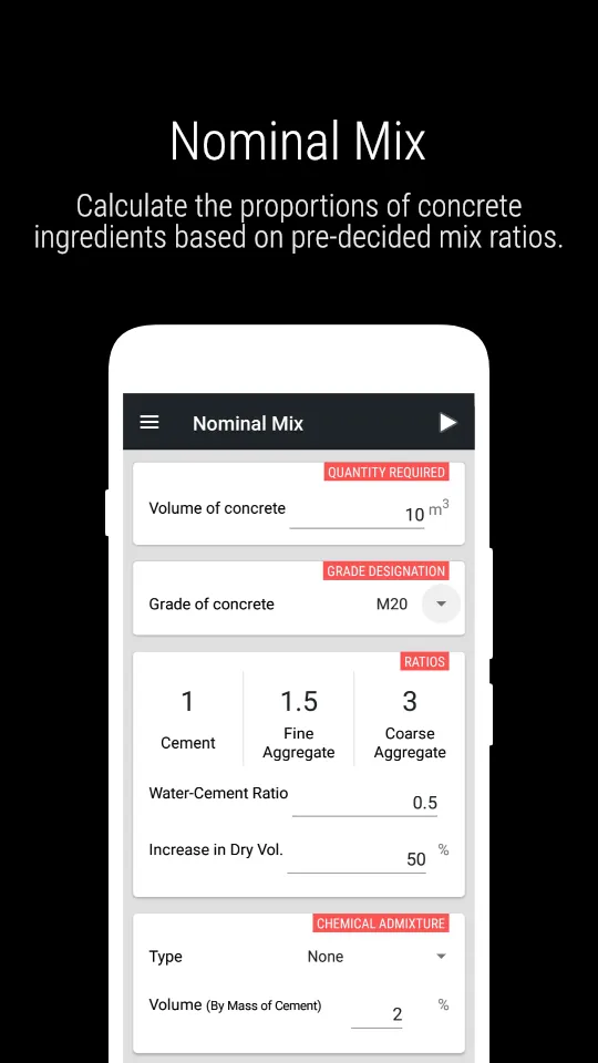 Concrete Mix Design IS-10262 | Indus Appstore | Screenshot