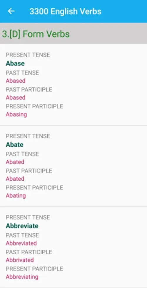 3300 English Verbs - Tenses | Indus Appstore | Screenshot