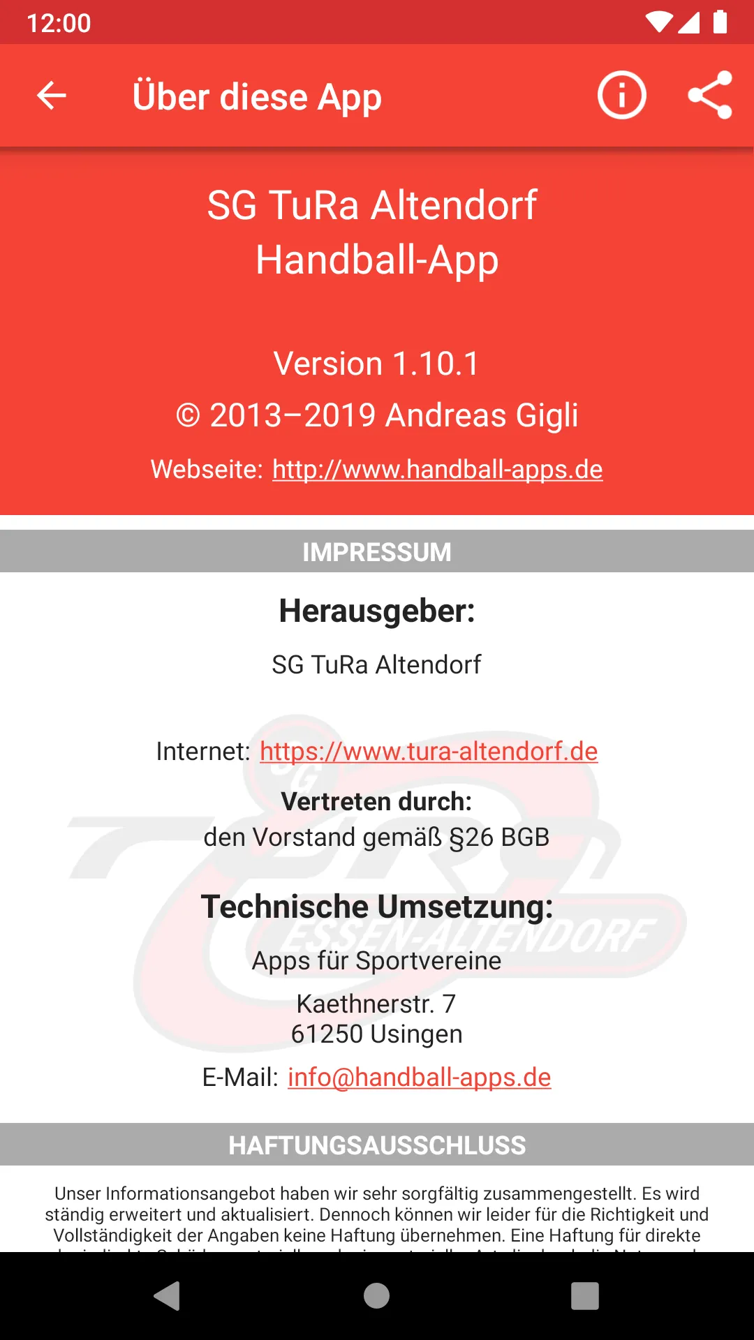 SG TuRa Altendorf | Indus Appstore | Screenshot