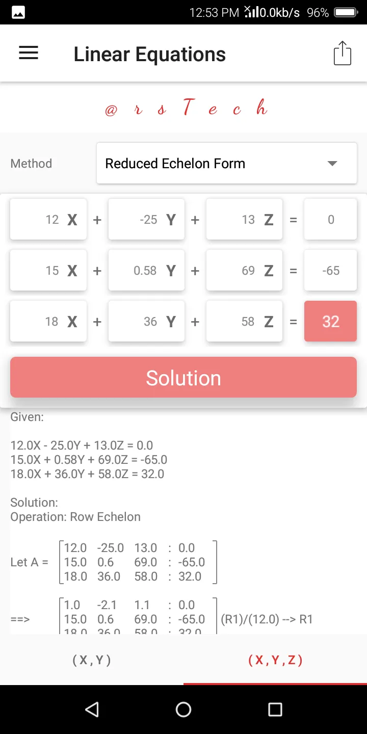 Linear Equations Solver | Indus Appstore | Screenshot