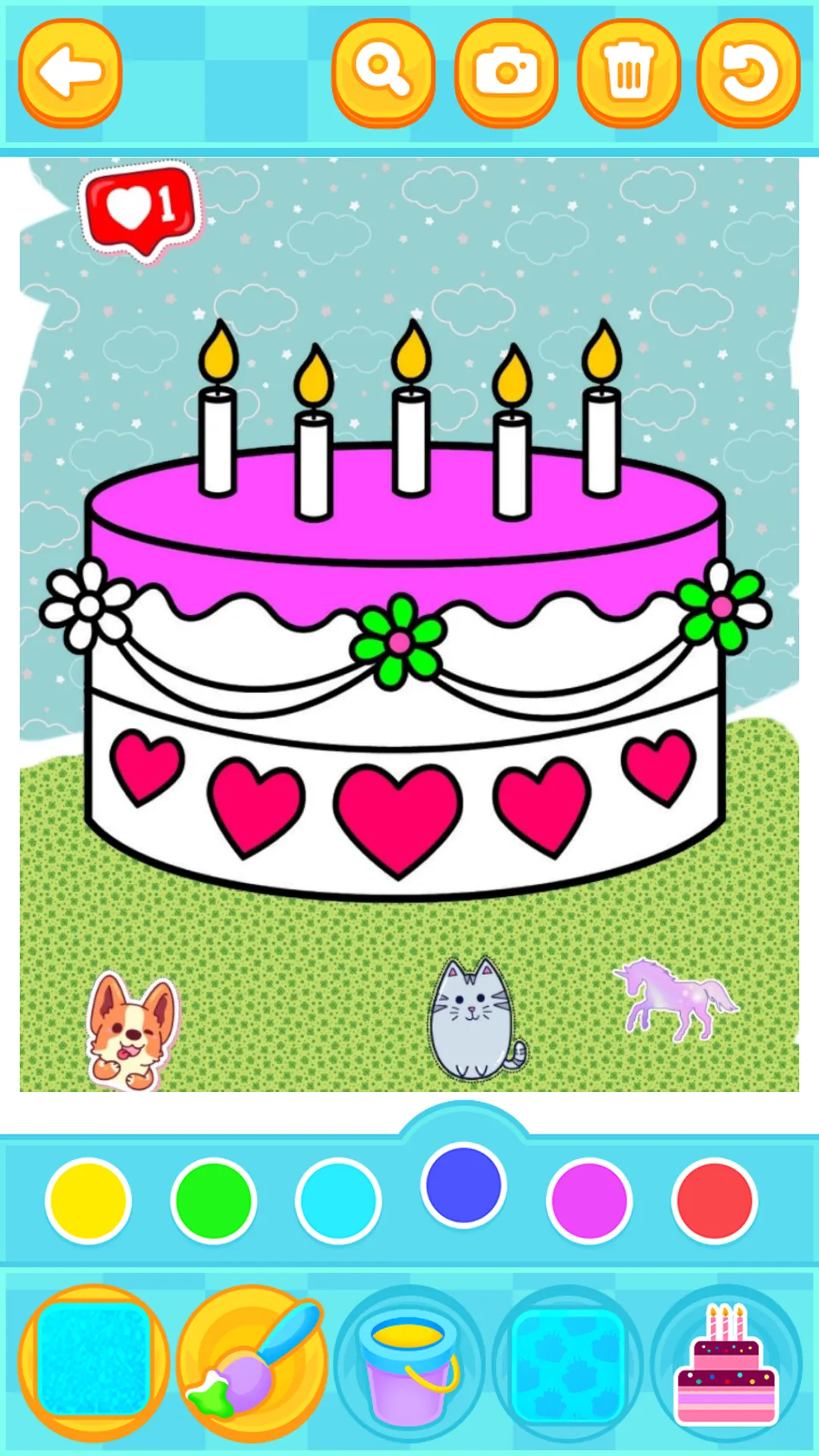 Glitter Birthday Cake Coloring | Indus Appstore | Screenshot