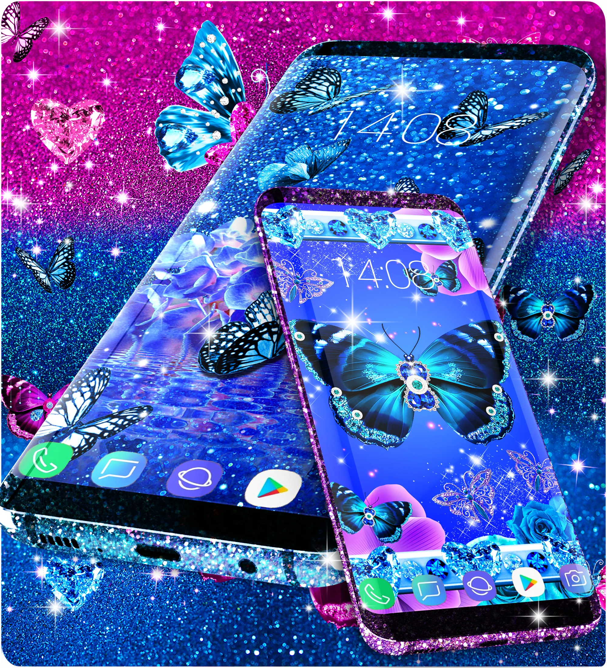 Blue glitz butterfly wallpaper | Indus Appstore | Screenshot