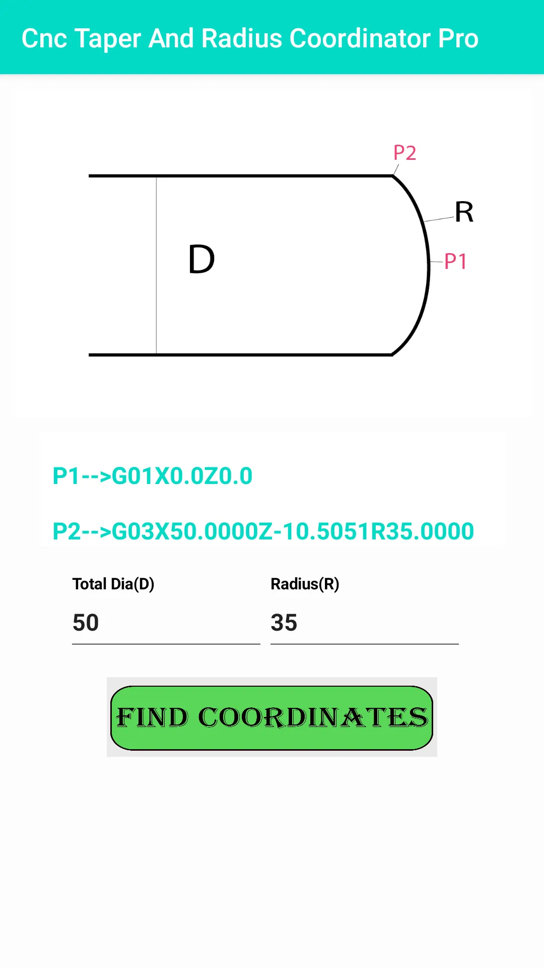 Cnc Taper & Radius Coordinator | Indus Appstore | Screenshot