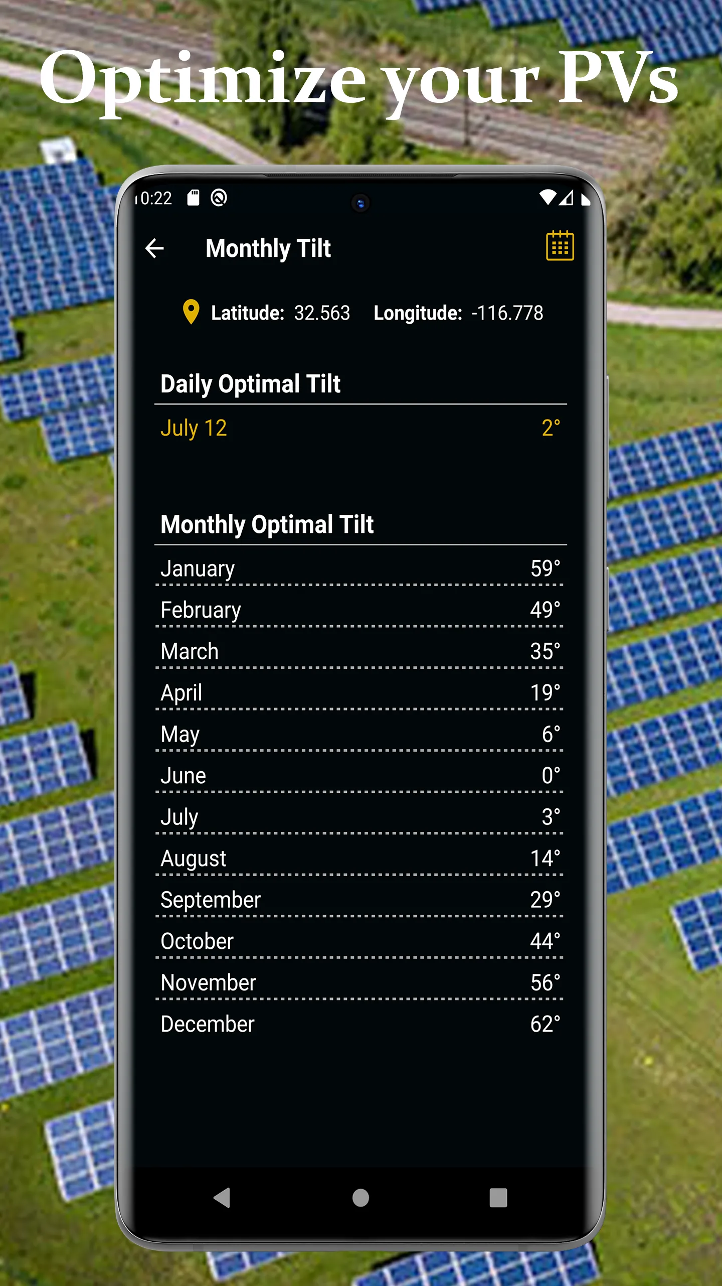 Optimal Tilt Angle - PV System | Indus Appstore | Screenshot