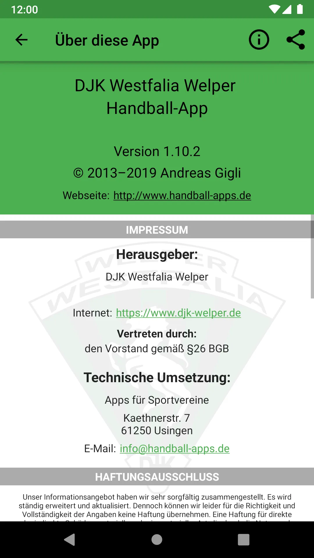 DJK Westfalia Welper Handball | Indus Appstore | Screenshot