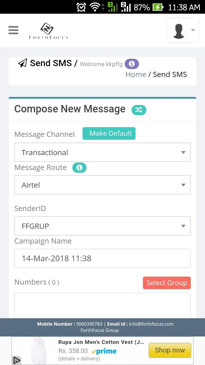 ForthFocus BULK SMS | Indus Appstore | Screenshot