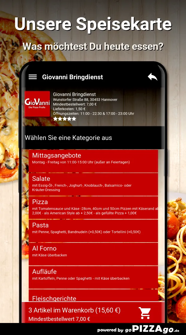 Giovanni Bringdienst Hannover | Indus Appstore | Screenshot