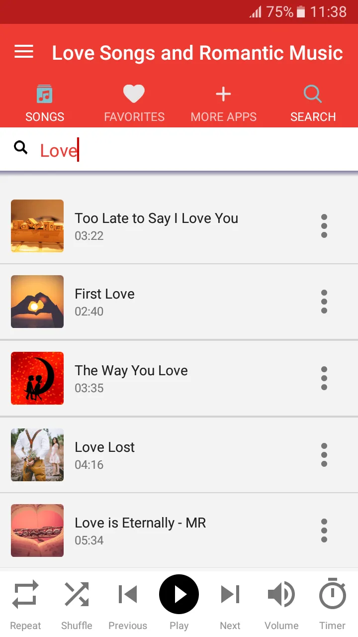 Love Songs and Romantic Music | Indus Appstore | Screenshot