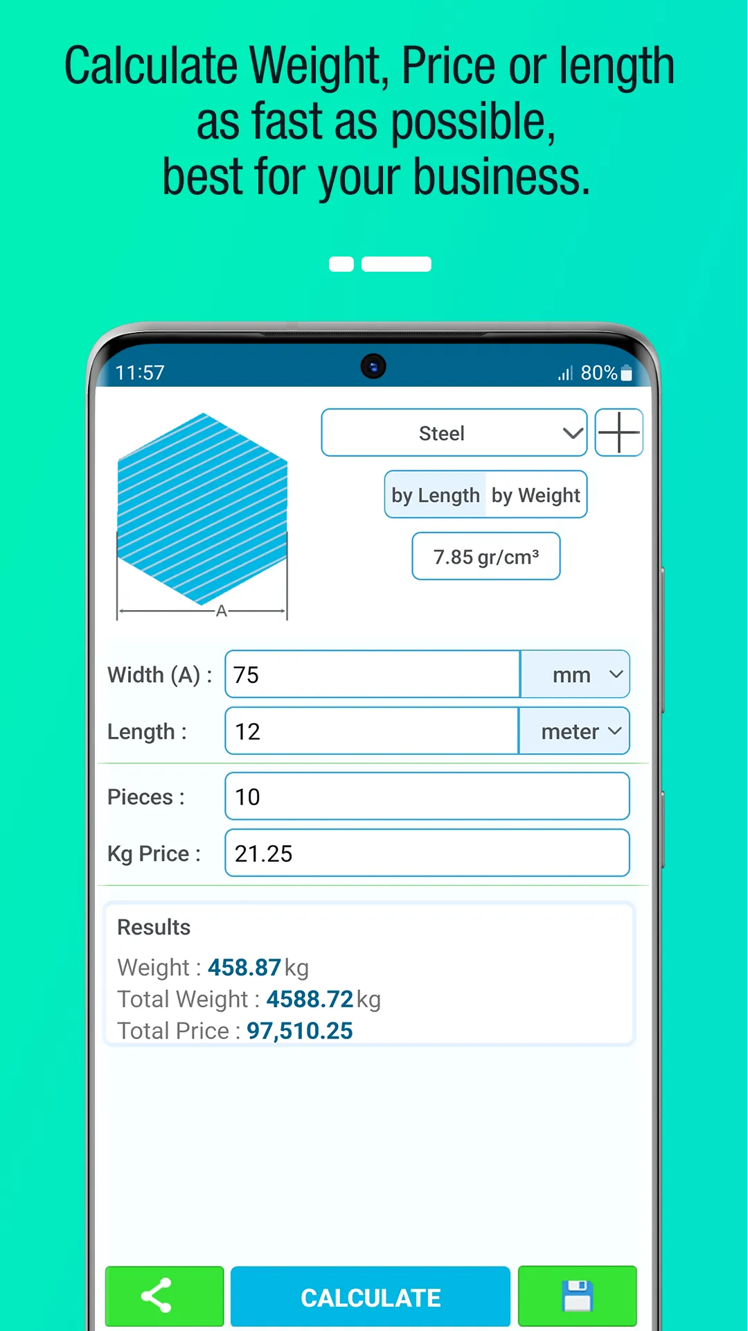 Metal Weight Calculator | Indus Appstore | Screenshot