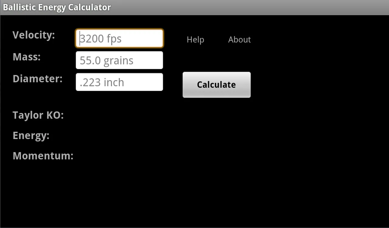 Ballistic Energy Calc | Indus Appstore | Screenshot