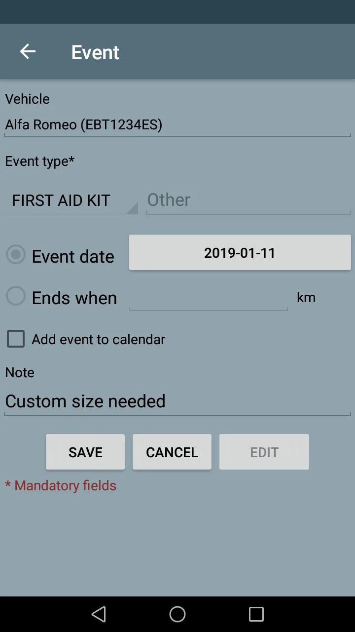 Vehicle Events Manager | Indus Appstore | Screenshot