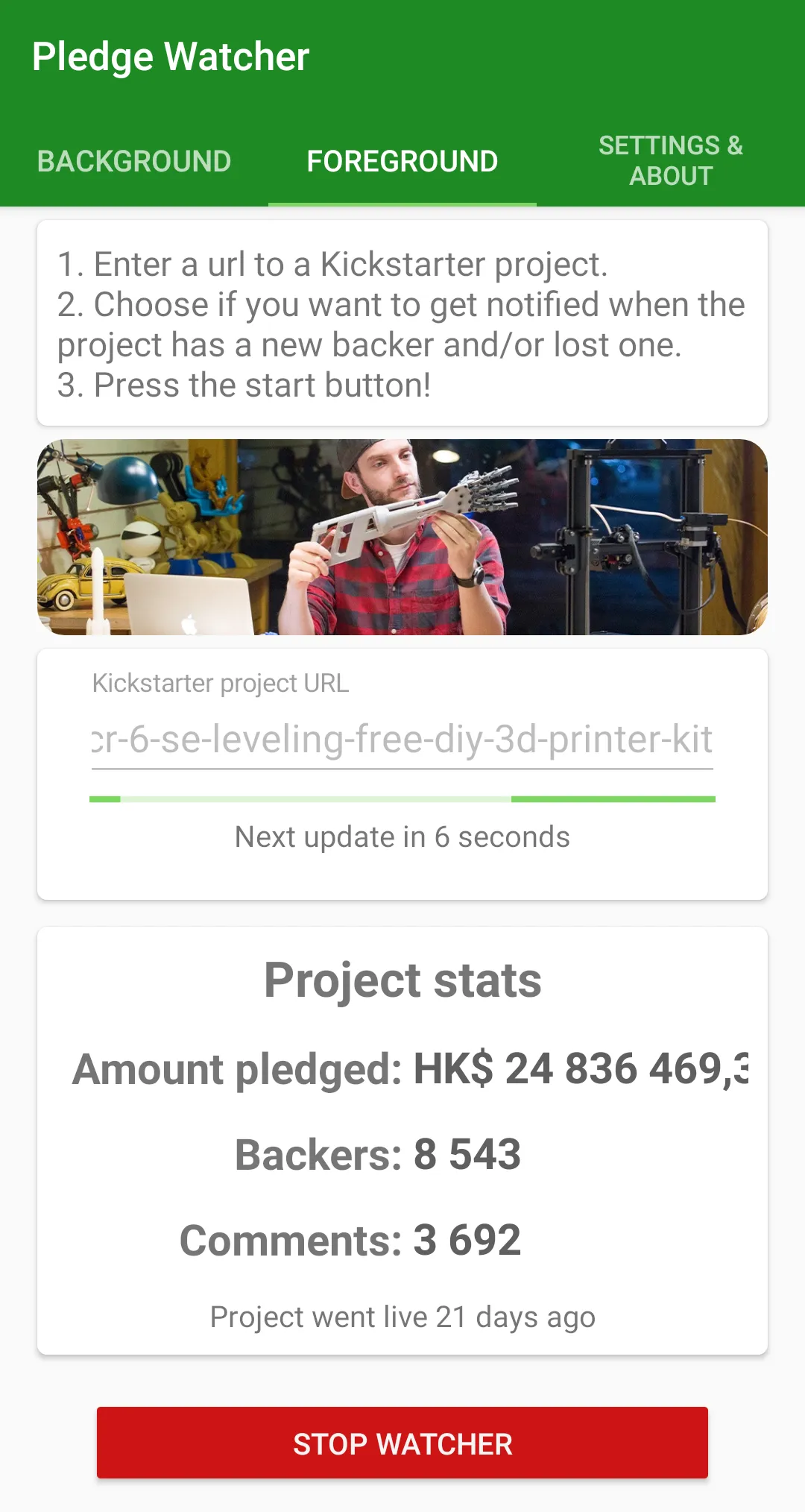 Pledge Watcher for Kickstarter | Indus Appstore | Screenshot