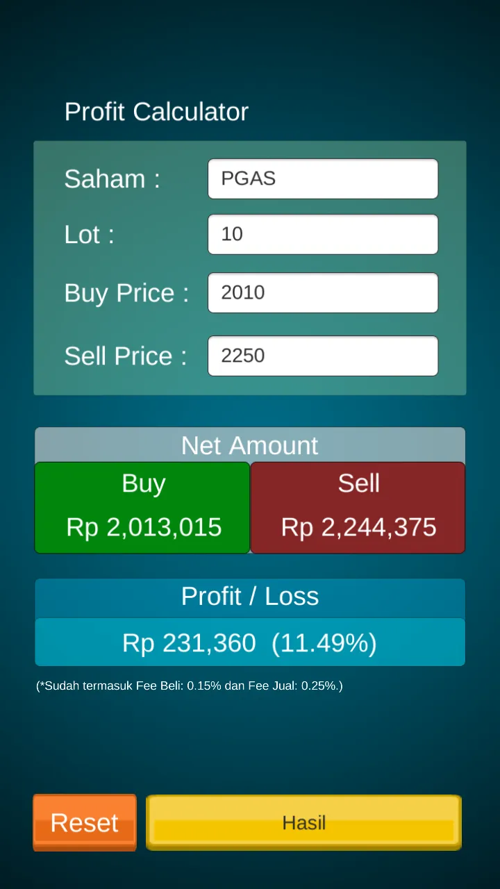 Kalkulator Saham | Indus Appstore | Screenshot