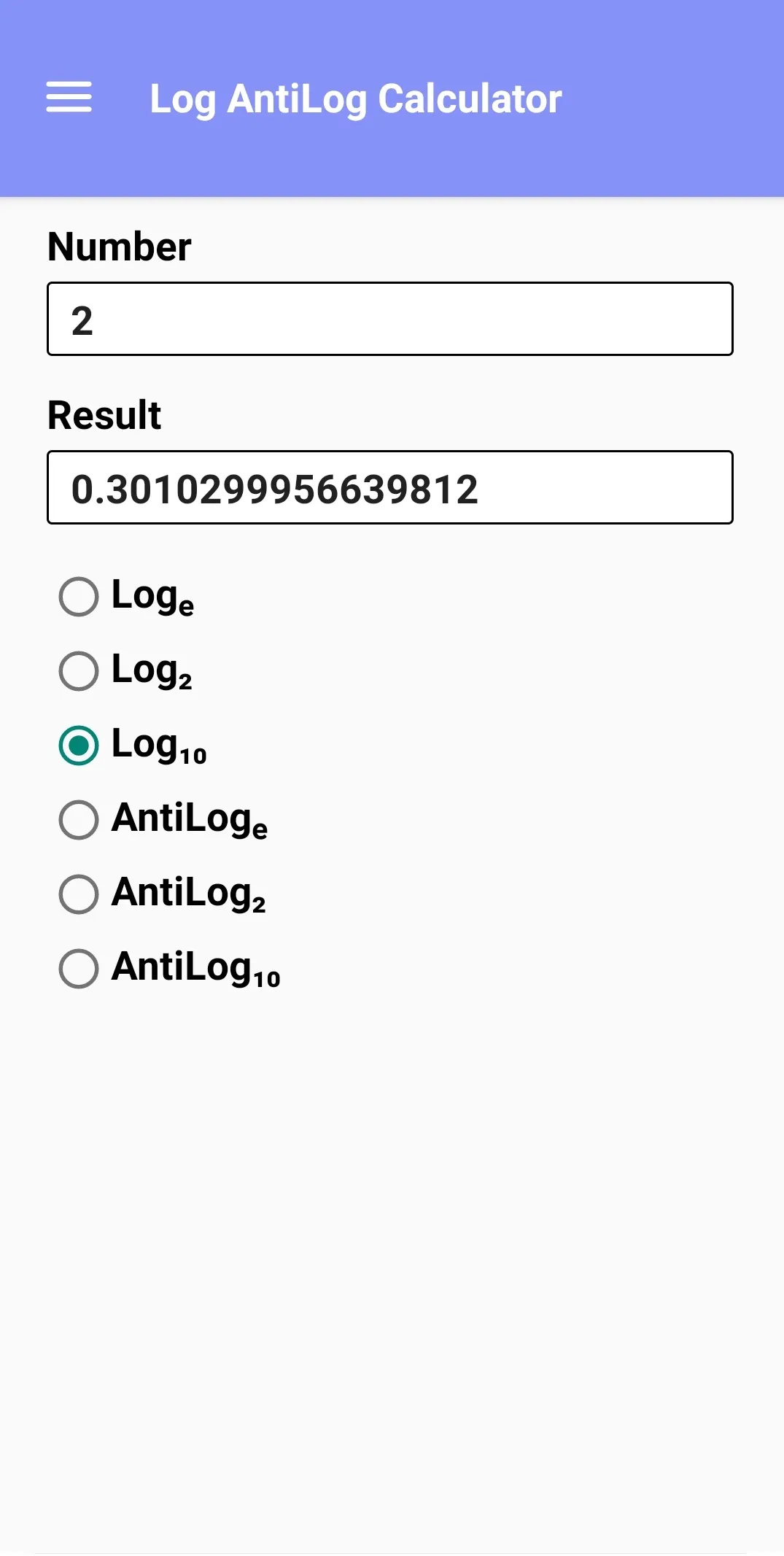 Log AntiLog Calculator | Indus Appstore | Screenshot