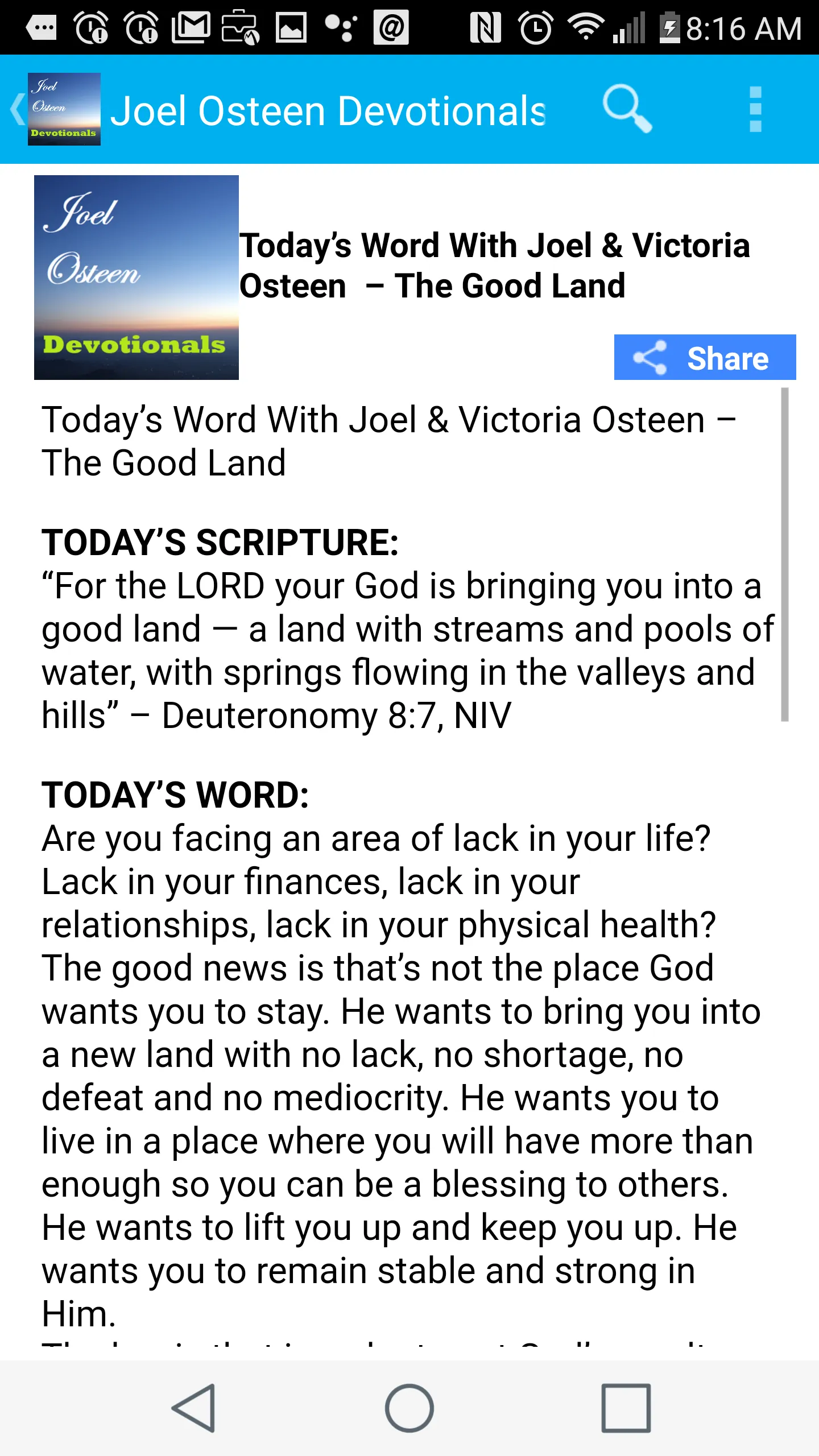 Daily Devotionals -Joel Osteen | Indus Appstore | Screenshot