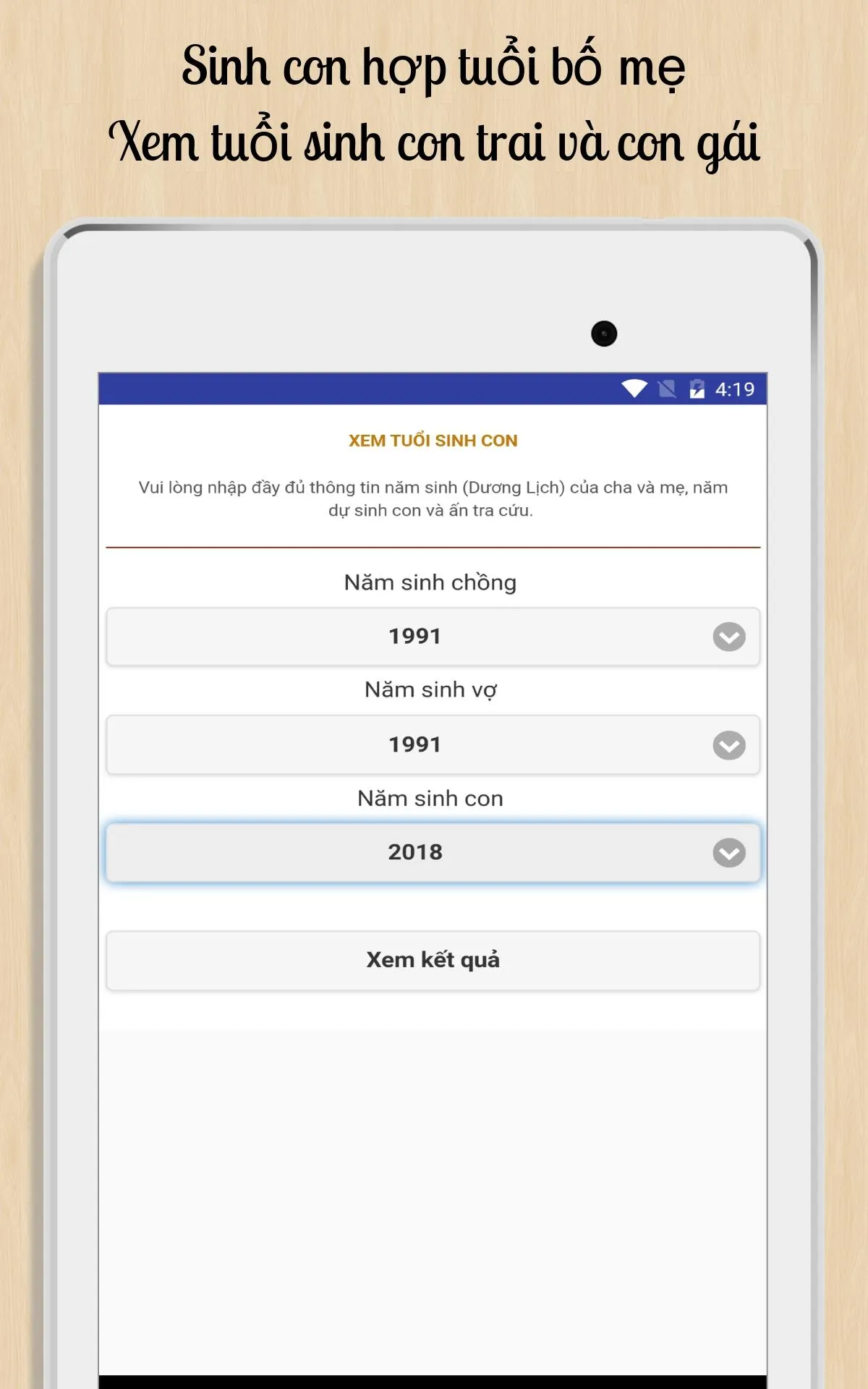 Xem tuổi sinh con hợp bố mẹ | Indus Appstore | Screenshot