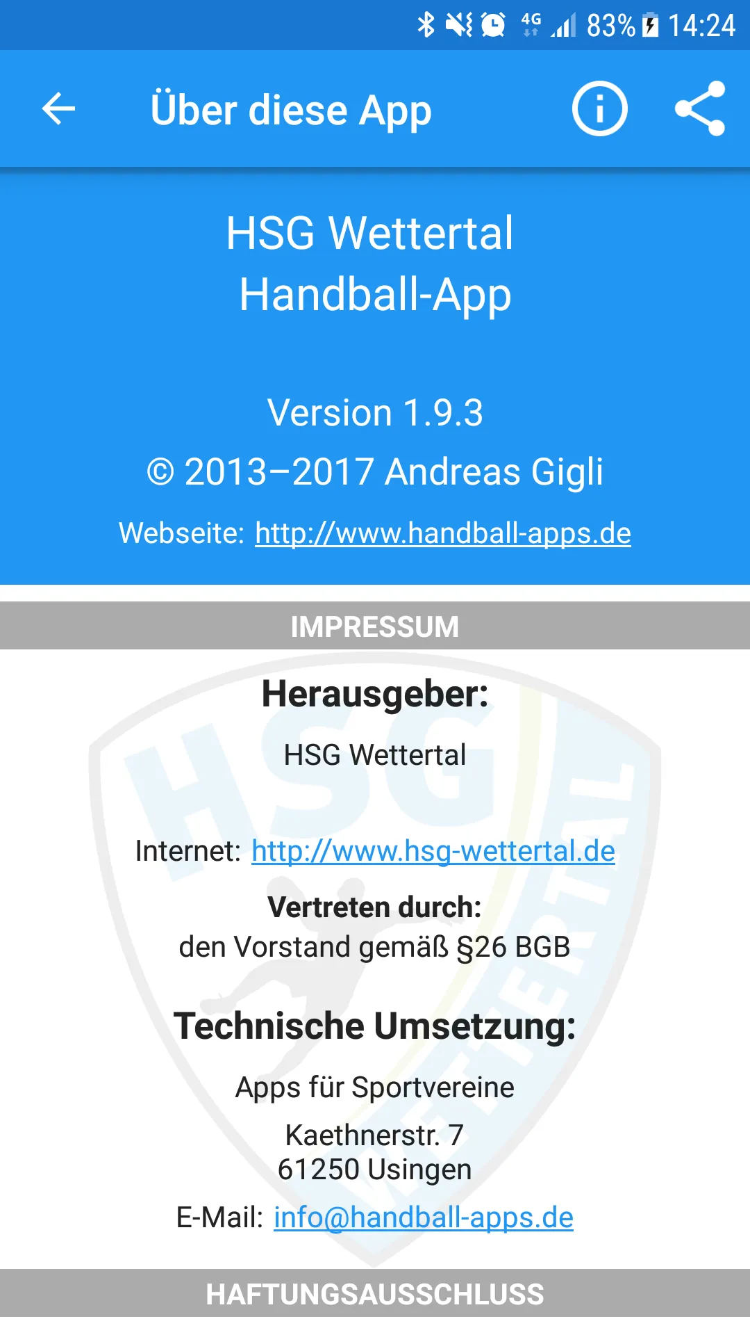 HSG Wettertal | Indus Appstore | Screenshot