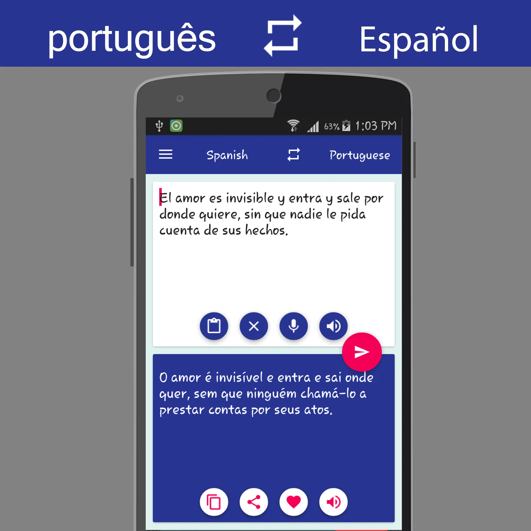 Portuguese Spanish Translator | Indus Appstore | Screenshot