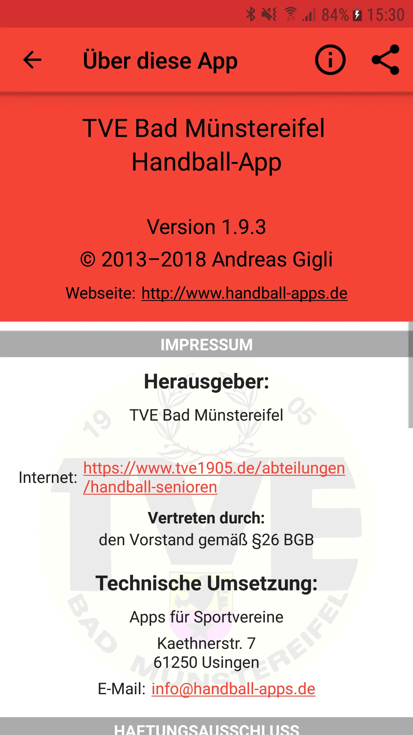 TVE Bad Münstereifel Handball | Indus Appstore | Screenshot