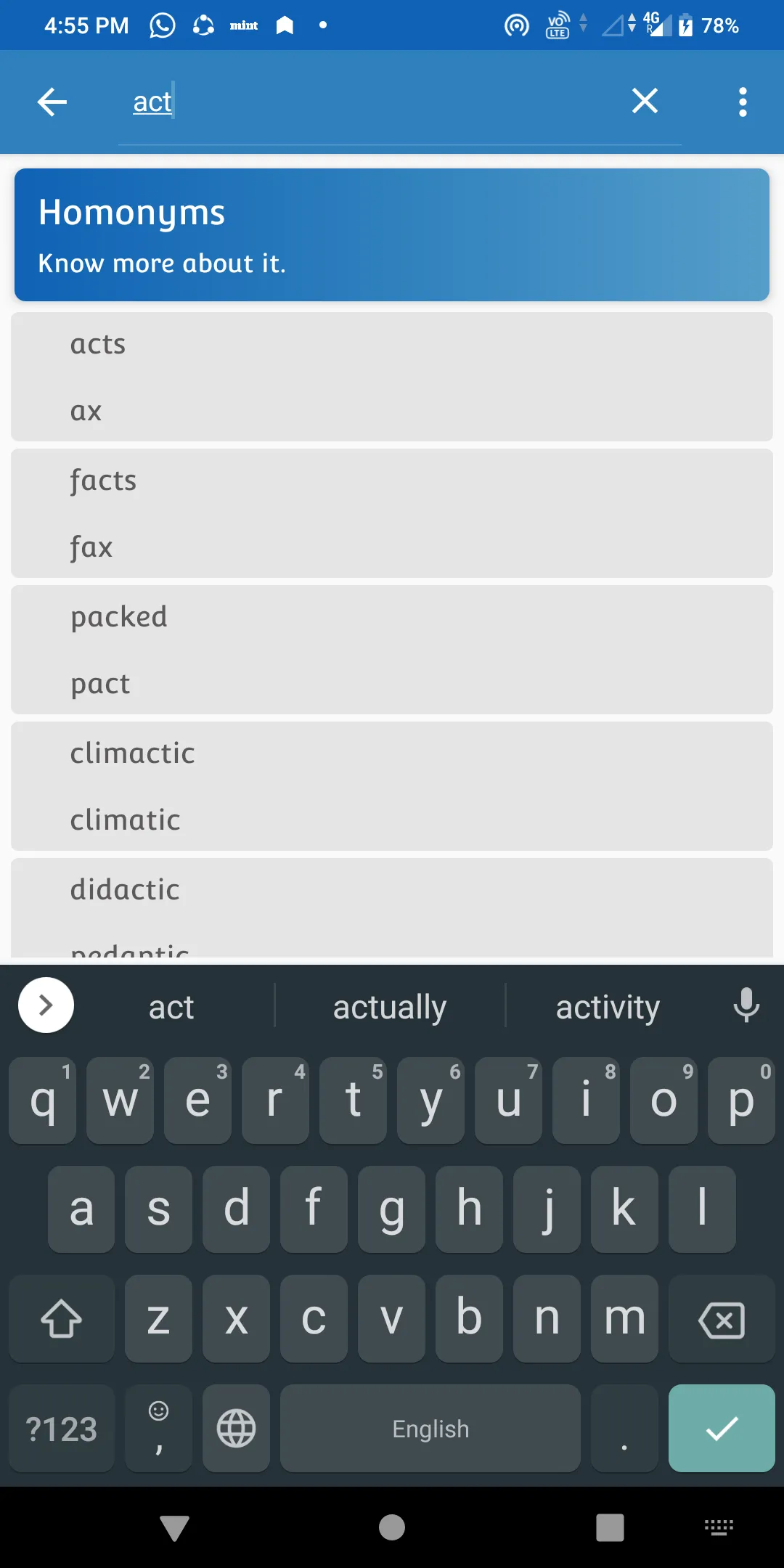 Vocab Builder -  Homonym (Conf | Indus Appstore | Screenshot