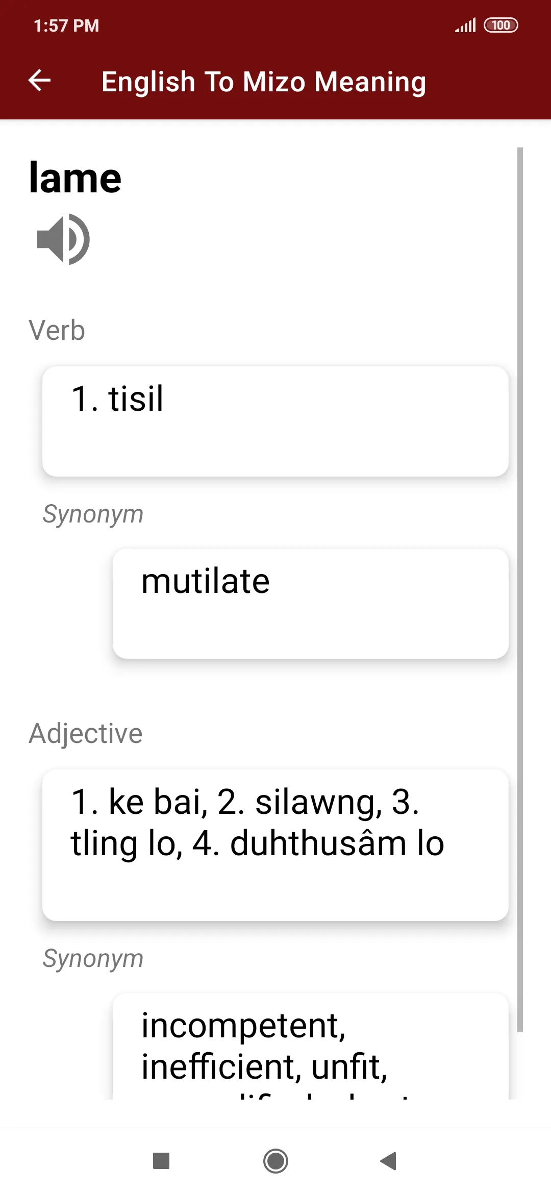 English To Mizo Dictionary | Indus Appstore | Screenshot