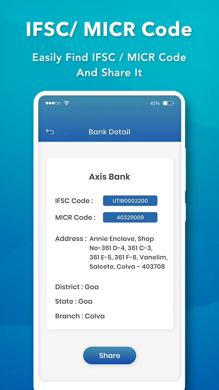 IFSC--MICR Code | Indus Appstore | Screenshot