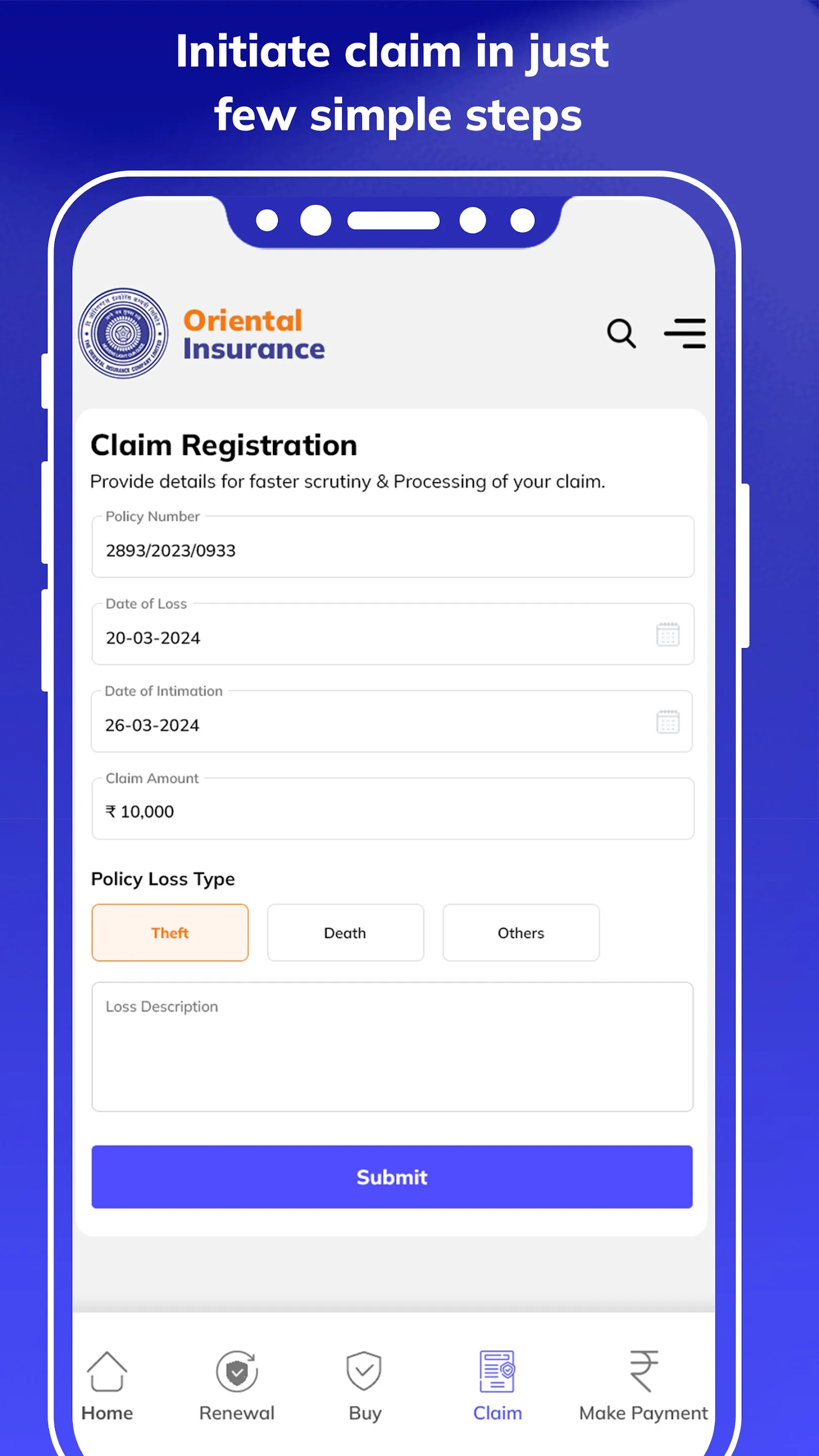 Oriental Insurance Company | Indus Appstore | Screenshot