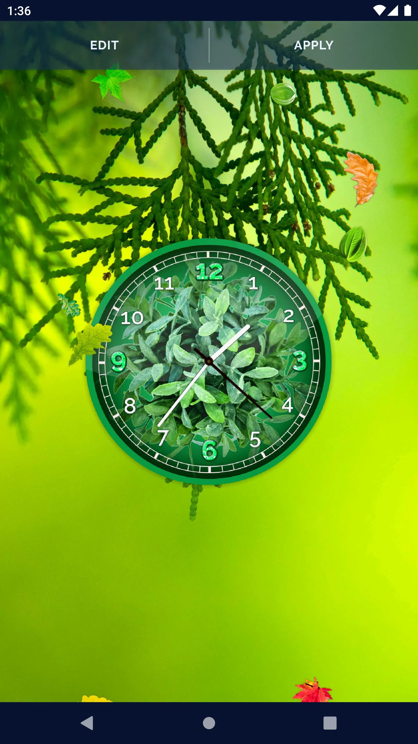 Forest Leaves Clock Wallpaper | Indus Appstore | Screenshot