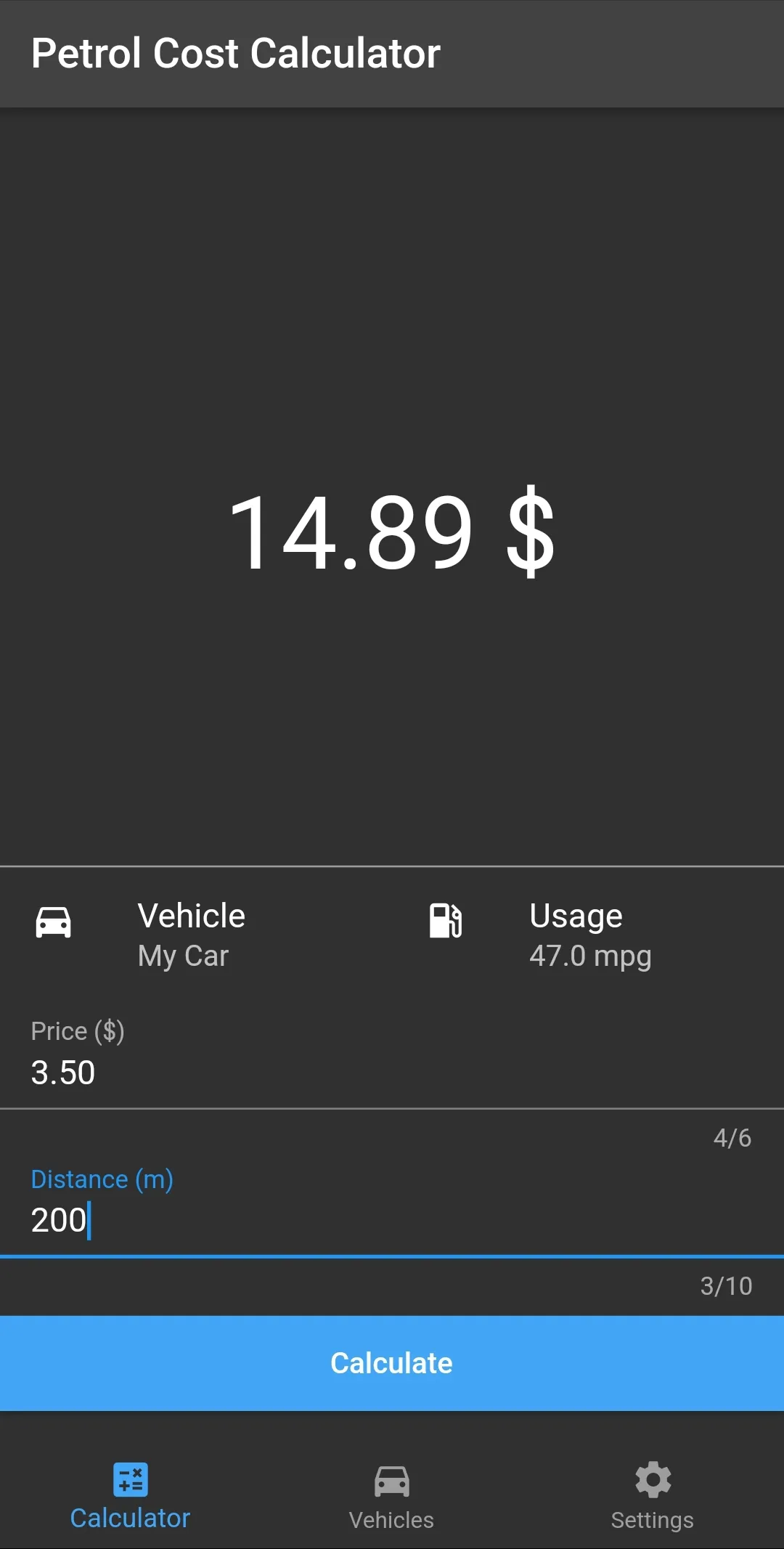 Petrol cost calculator | Indus Appstore | Screenshot