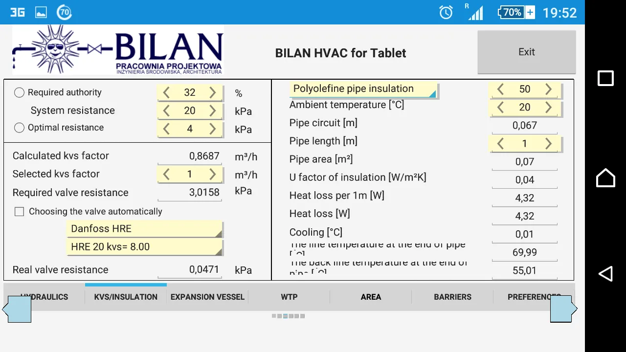 Bilan HVAC Simple for Tablet | Indus Appstore | Screenshot