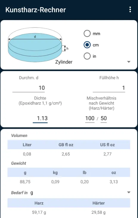 Epoxy Resin Calculator | Indus Appstore | Screenshot