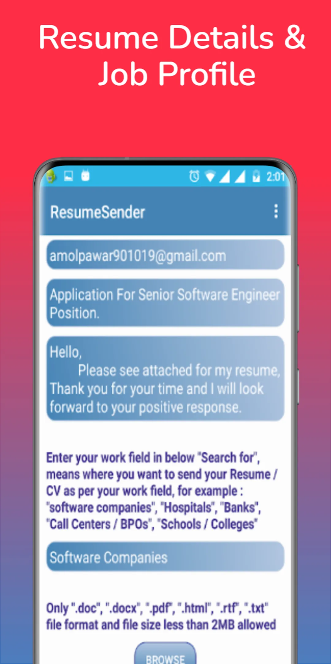 Resume Sender - CV Send Resume | Indus Appstore | Screenshot