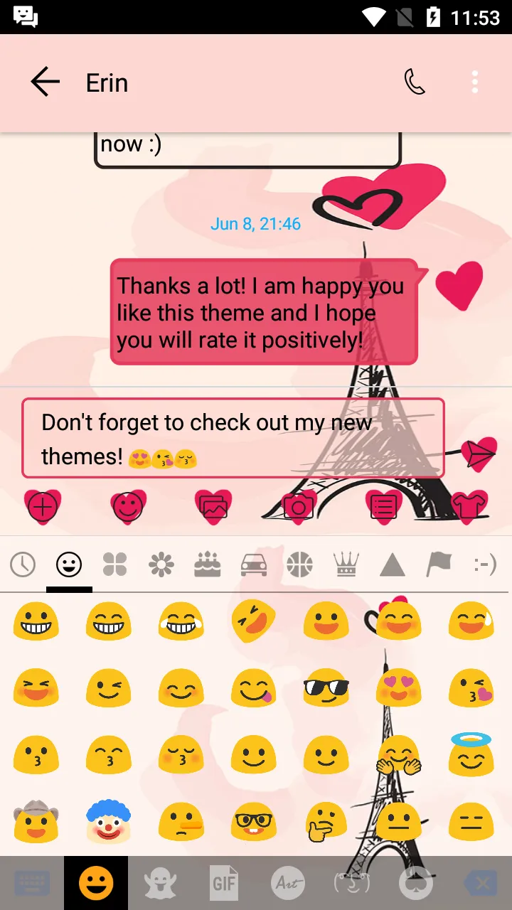 SMS Messages Paris Pink Theme | Indus Appstore | Screenshot