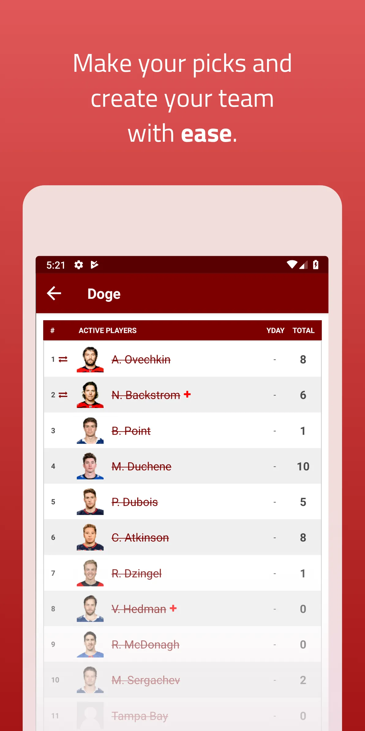 Officepools - Fantasy Hockey P | Indus Appstore | Screenshot