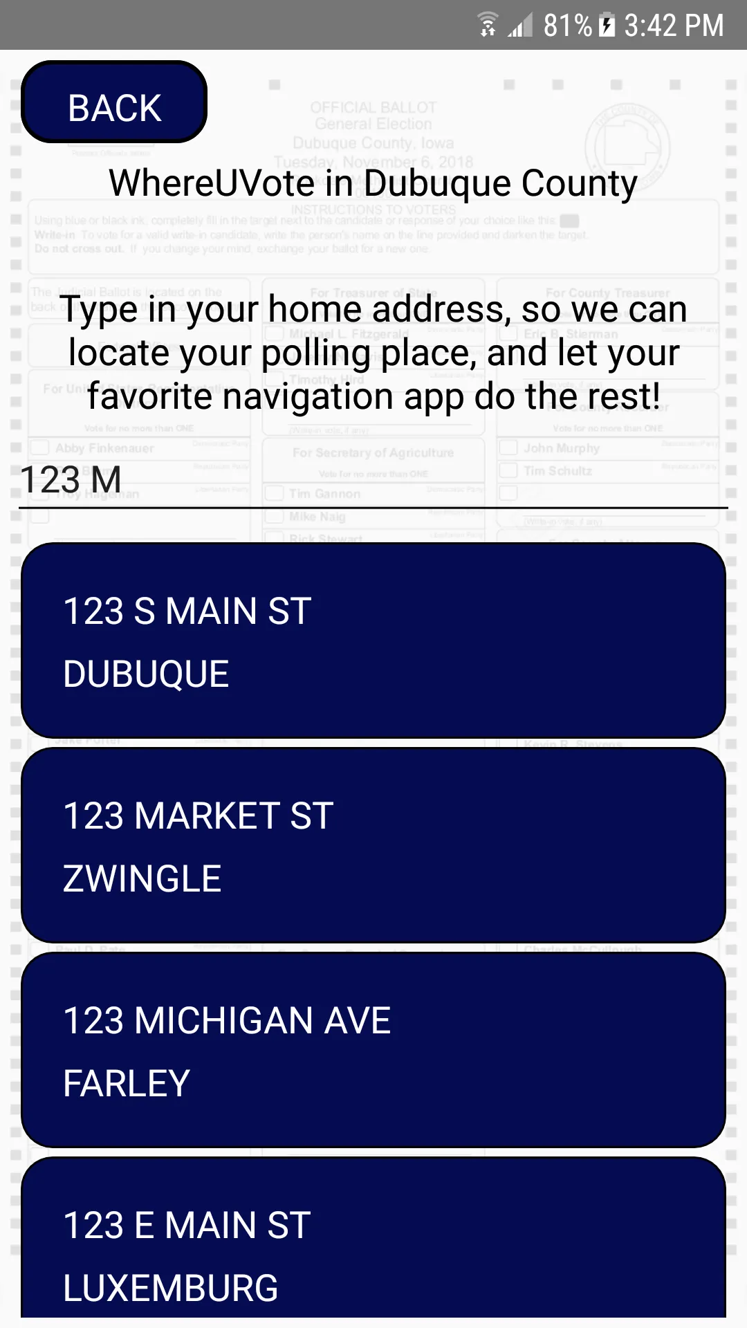 WhereUVote IA - Dubuque County | Indus Appstore | Screenshot
