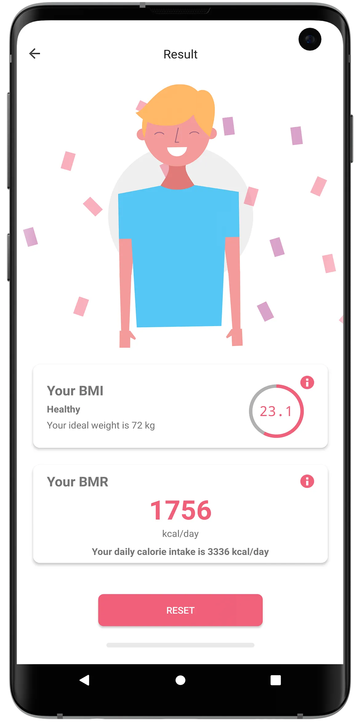 Ideal Weight BMI/BMR Stats | Indus Appstore | Screenshot