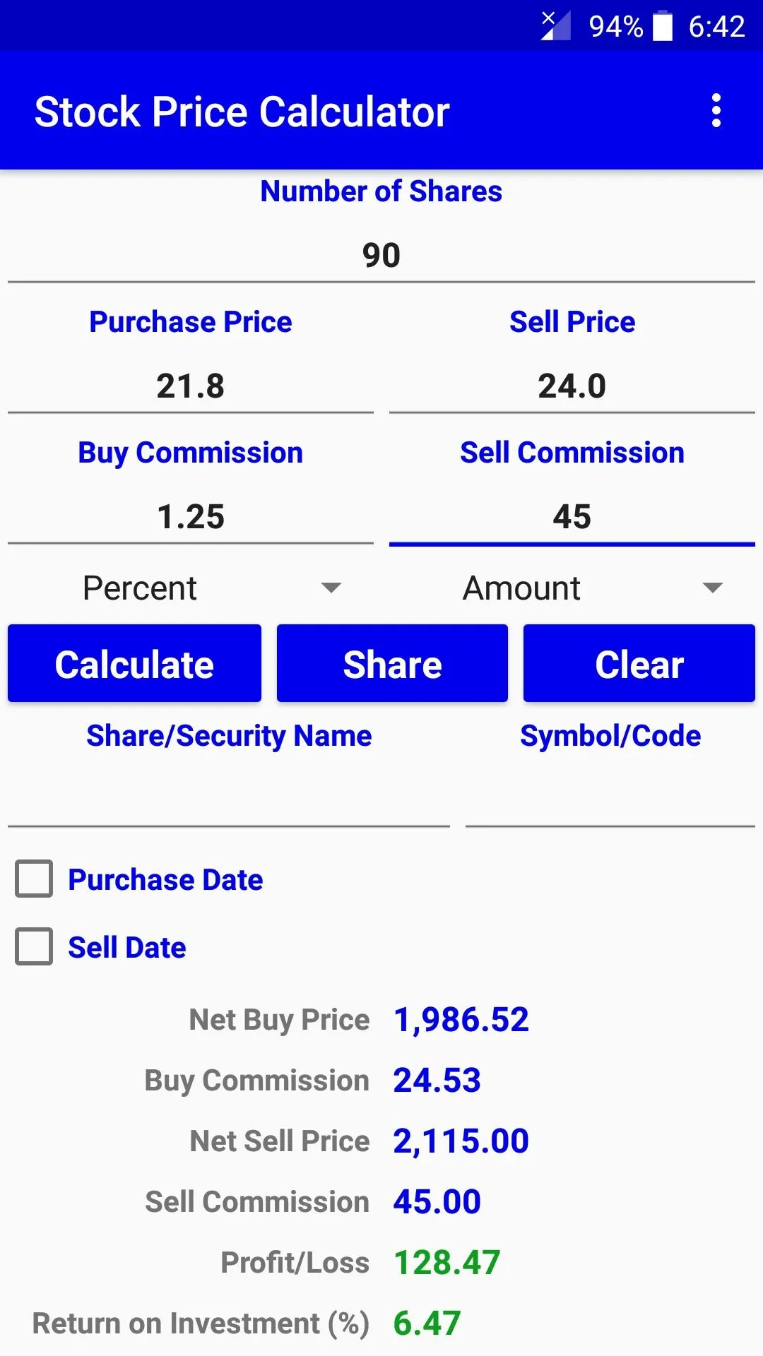 Stock Price Calculator | Indus Appstore | Screenshot