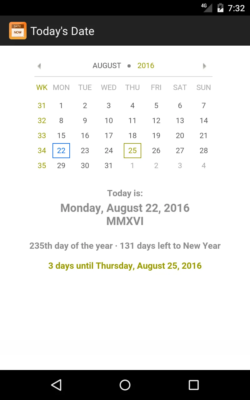 Today's Date | Indus Appstore | Screenshot