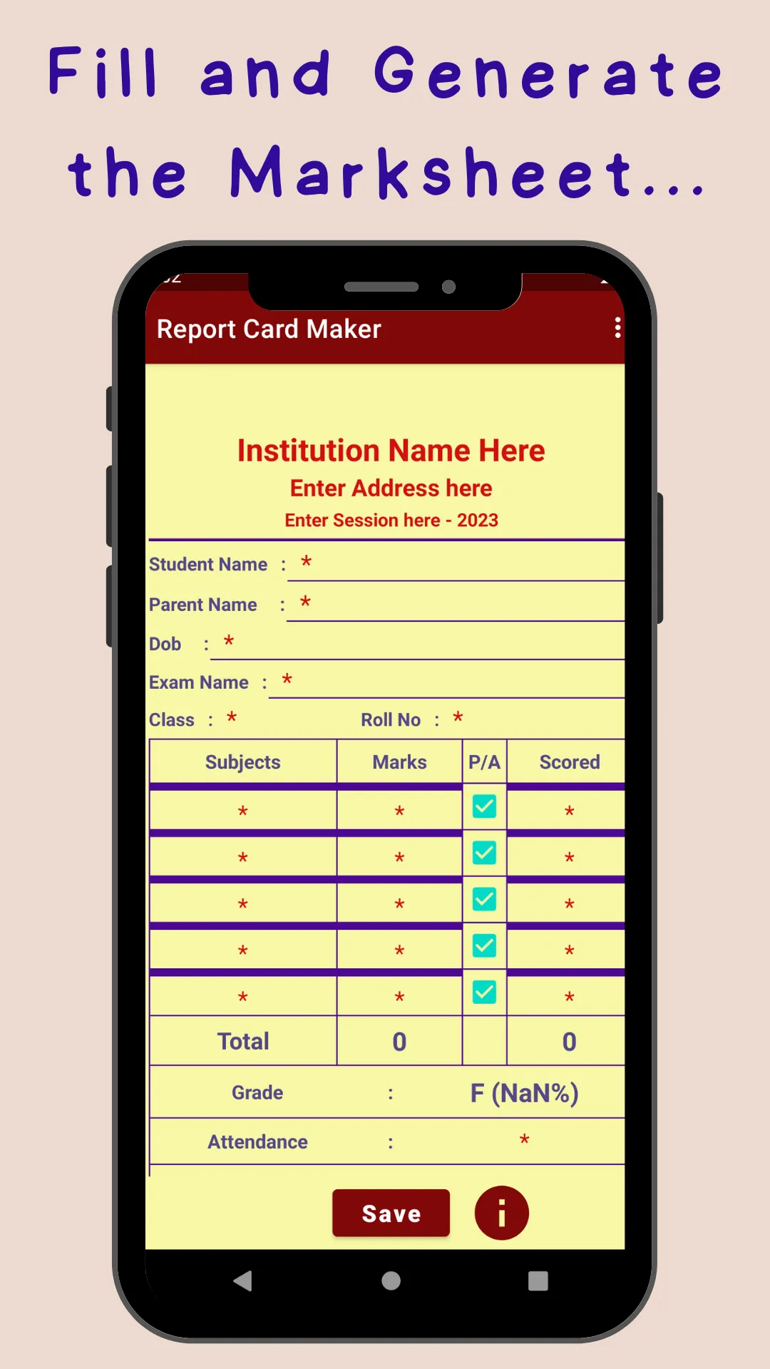 Report Card Maker | Indus Appstore | Screenshot