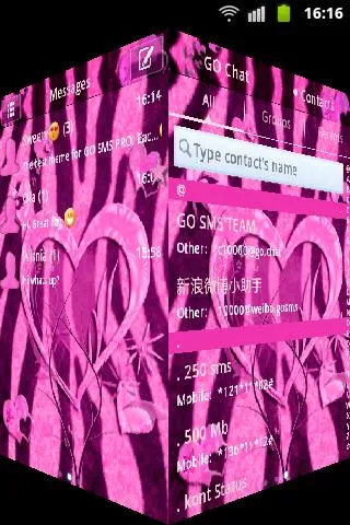 Heart Theme Zebra Pink GO SMS | Indus Appstore | Screenshot