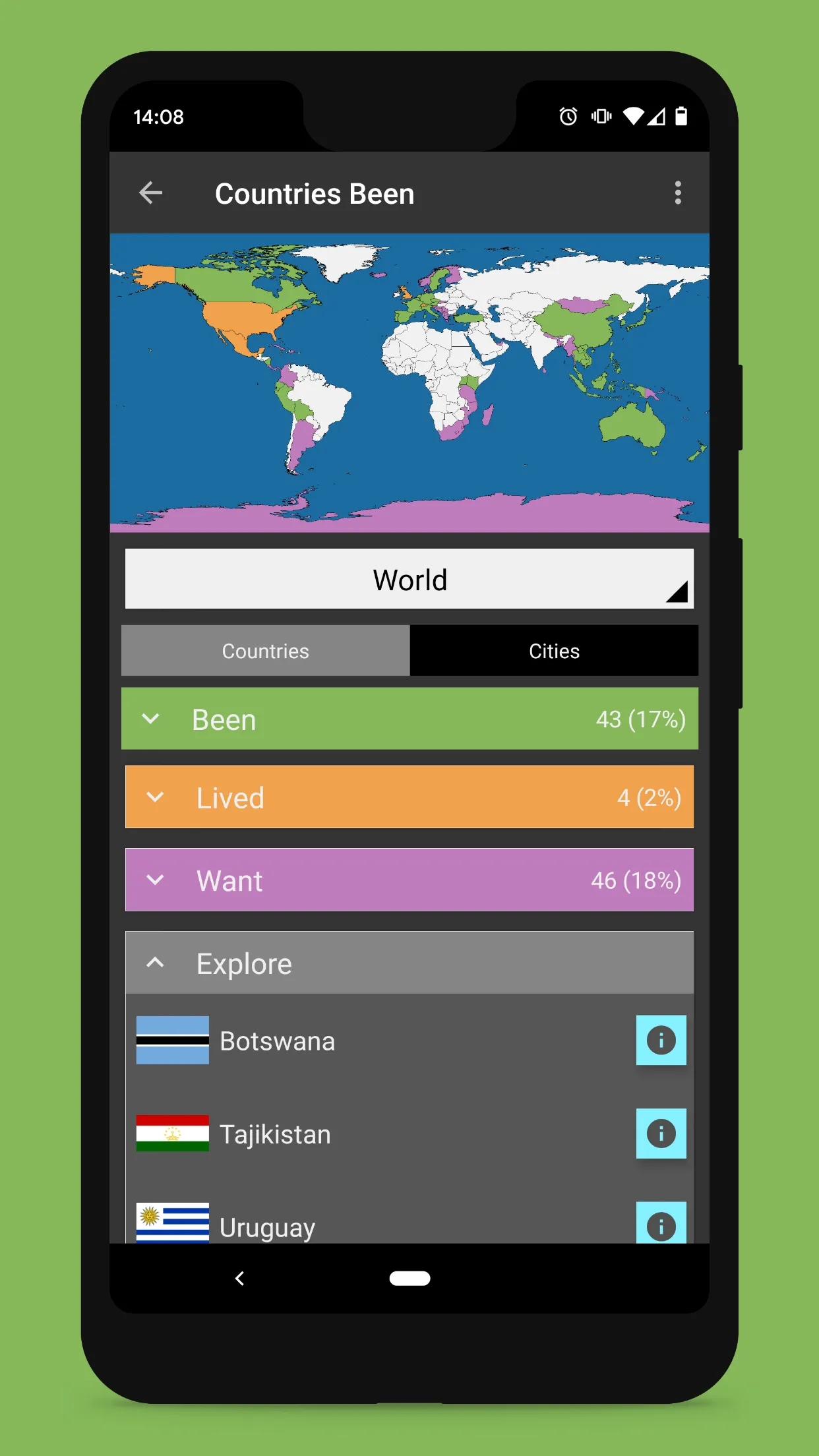 Countries Been: Visited Places | Indus Appstore | Screenshot