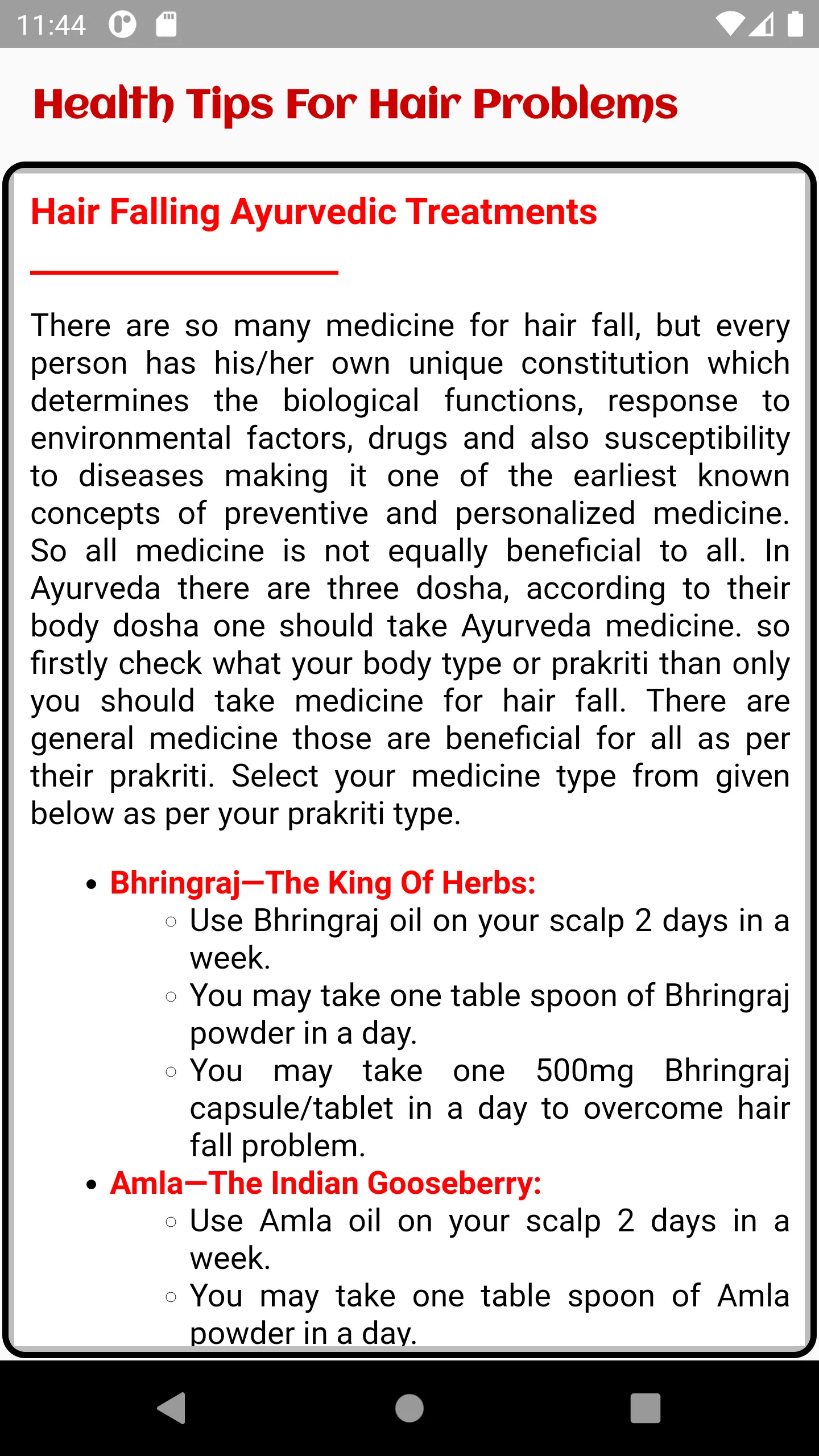 Health Tips for Hair Problems | Indus Appstore | Screenshot